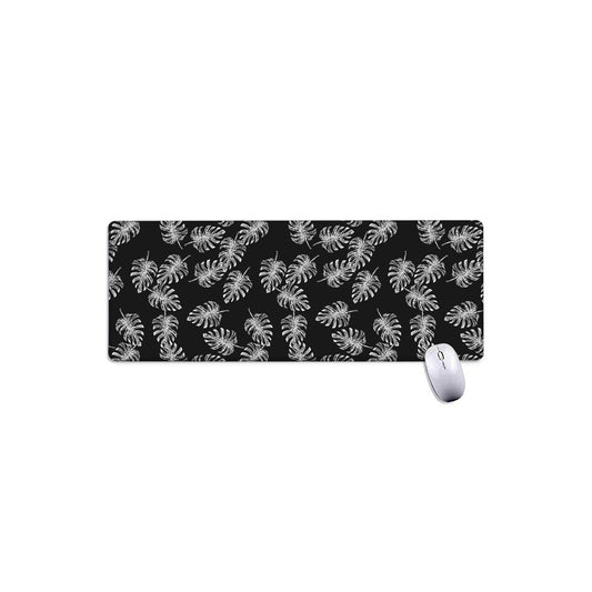 Black And White Monstera Pattern Print Extended Mouse Pad
