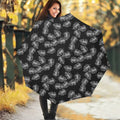 Black And White Monstera Pattern Print Foldable Umbrella