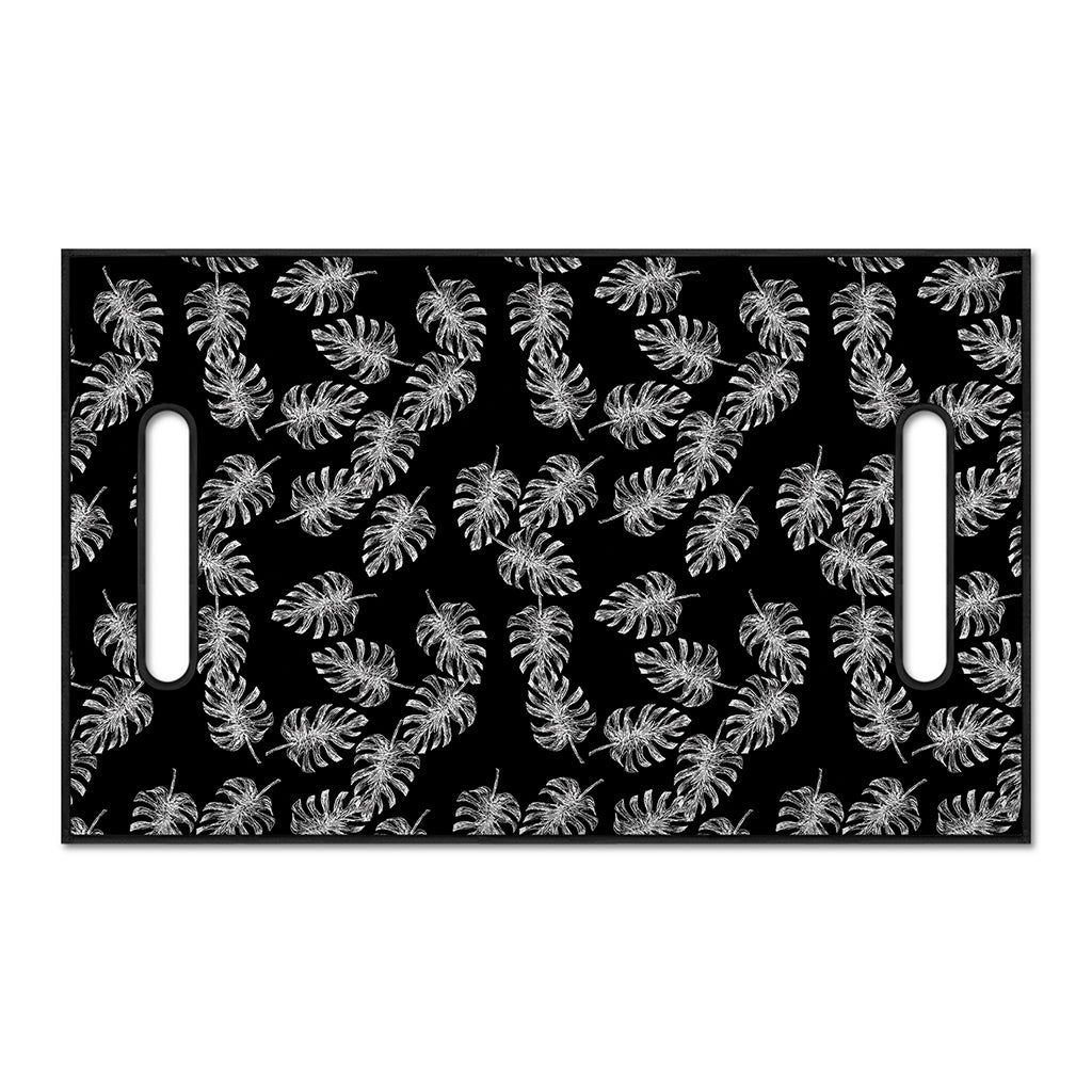 Black And White Monstera Pattern Print Golf Cart Seat Cover