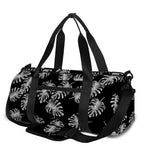Black And White Monstera Pattern Print Gym Bag
