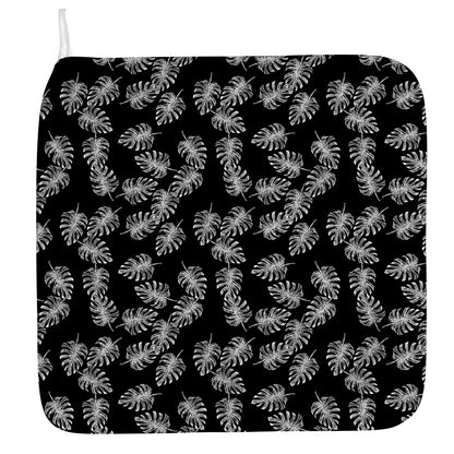 Black And White Monstera Pattern Print Hand Towel