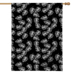 Black And White Monstera Pattern Print House Flag