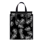 Black And White Monstera Pattern Print Insulated Lunch Tote