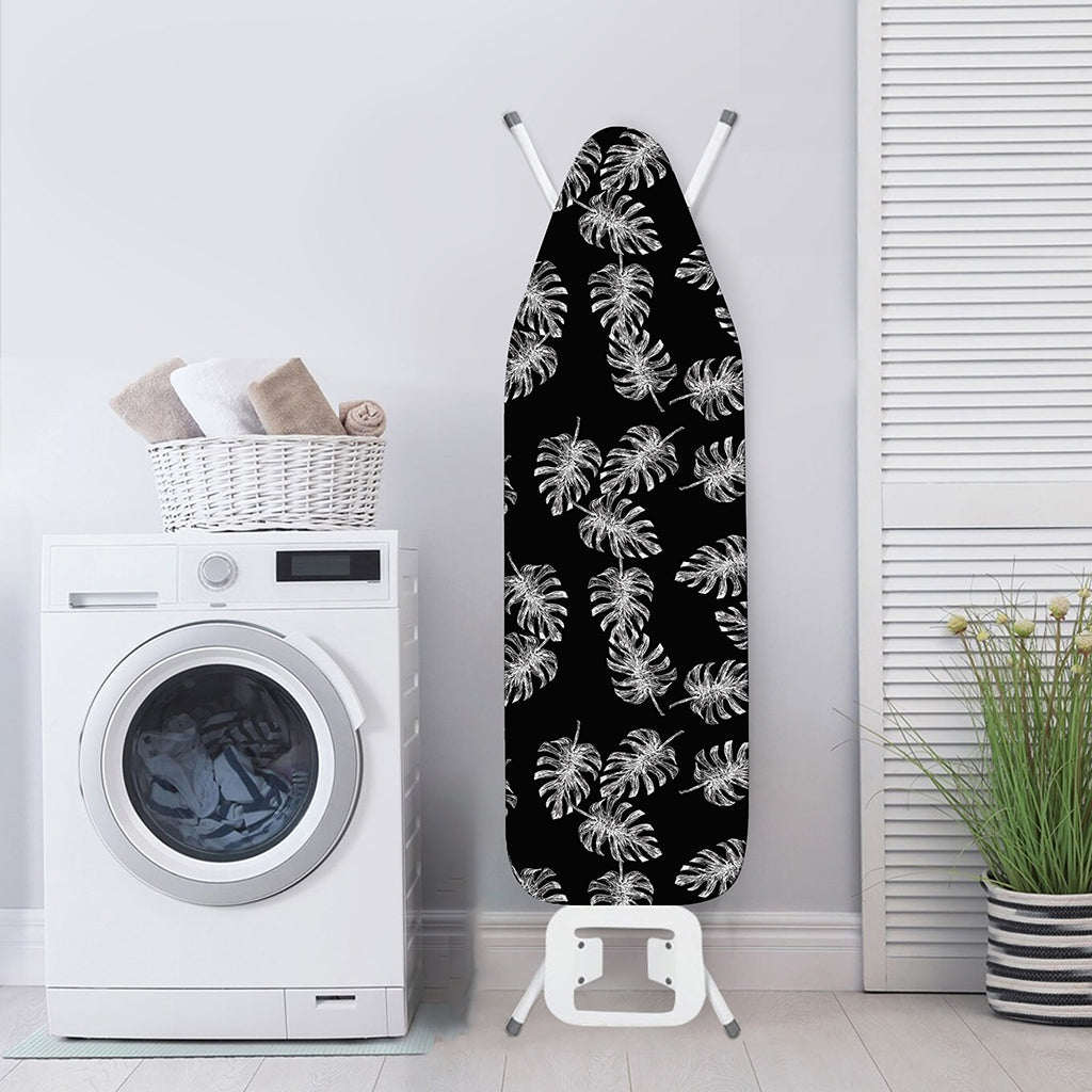 Black And White Monstera Pattern Print Ironing Board Cover