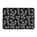 Black And White Monstera Pattern Print Kitchen Mat