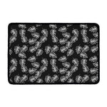 Black And White Monstera Pattern Print Kitchen Mat