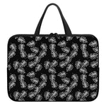 Black And White Monstera Pattern Print Laptop Sleeve With Handle