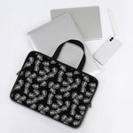 Black And White Monstera Pattern Print Laptop Sleeve With Handle
