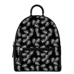 Black And White Monstera Pattern Print Leather Backpack