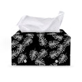 Black And White Monstera Pattern Print Leather Tissue Box Cover