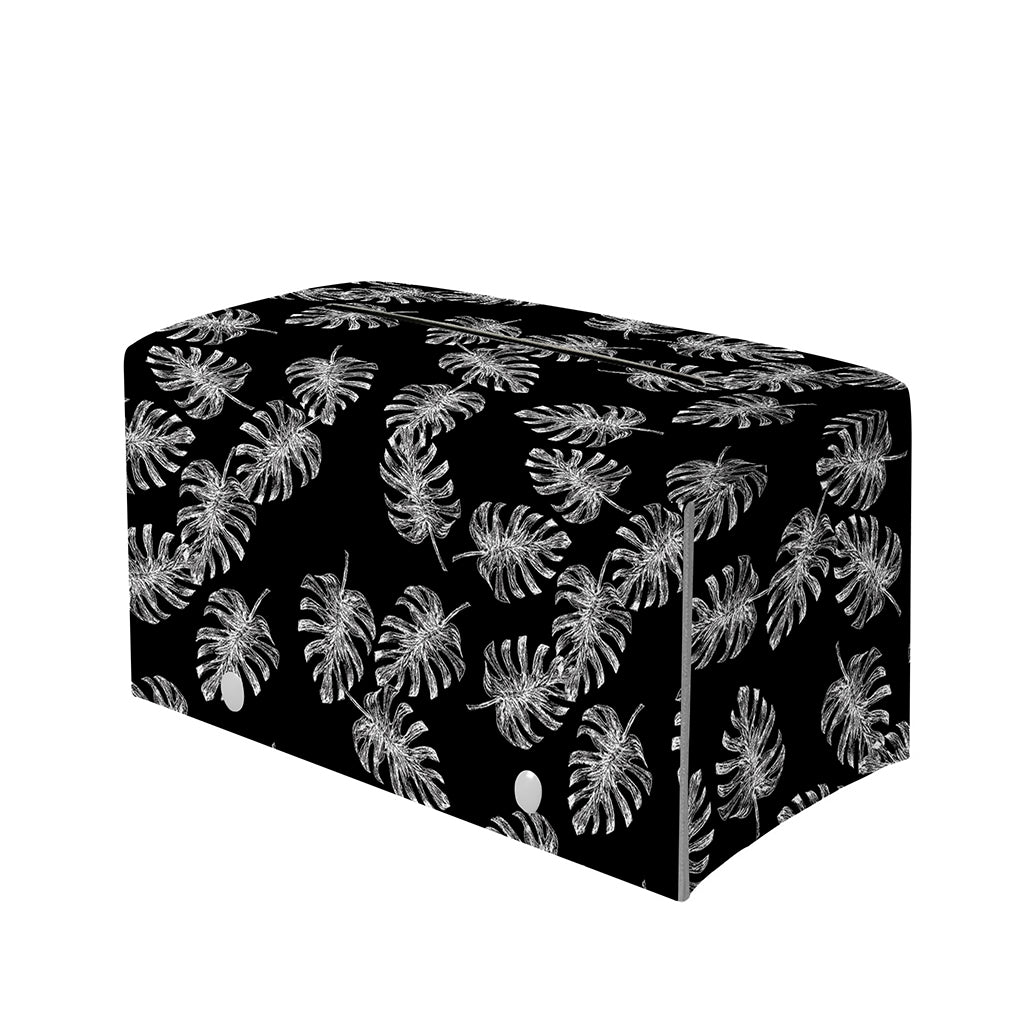 Black And White Monstera Pattern Print Leather Tissue Box Cover