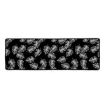 Black And White Monstera Pattern Print Long Kitchen Mat