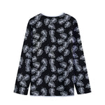 Black And White Monstera Pattern Print Long Sleeve Short Coat