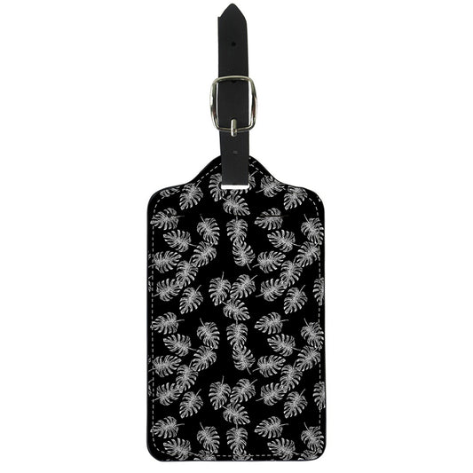 Black And White Monstera Pattern Print Luggage Tag