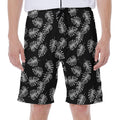 Black And White Monstera Pattern Print Men's Beach Shorts