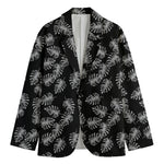 Black And White Monstera Pattern Print Men's Blazer