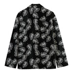 Black And White Monstera Pattern Print Men's Blazer
