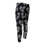 Black And White Monstera Pattern Print Men's Compression Pants