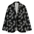 Black And White Monstera Pattern Print Men's Cotton Blazer