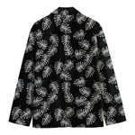 Black And White Monstera Pattern Print Men's Cotton Blazer