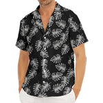 Black And White Monstera Pattern Print Men's Deep V-Neck Shirt