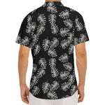 Black And White Monstera Pattern Print Men's Deep V-Neck Shirt