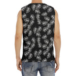 Black And White Monstera Pattern Print Men's Fitness Tank Top