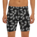 Black And White Monstera Pattern Print Men's Long Boxer Briefs