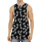 Black And White Monstera Pattern Print Men's Muscle Tank Top