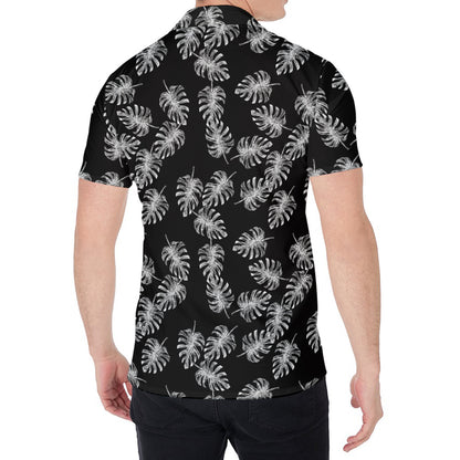 Black And White Monstera Pattern Print Men's Shirt