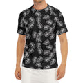 Black And White Monstera Pattern Print Men's Short Sleeve Rash Guard
