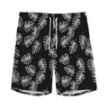 Black And White Monstera Pattern Print Men's Athletic Shorts
