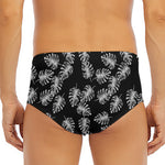 Black And White Monstera Pattern Print Men's Triangle Swim Briefs