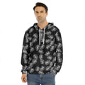 Black And White Monstera Pattern Print Men's Velvet Pullover Hoodie