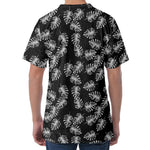 Black And White Monstera Pattern Print Men's Velvet T-Shirt