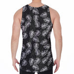 Black And White Monstera Pattern Print Men's Velvet Tank Top