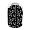 Black And White Monstera Pattern Print Mesh Laundry Hamper