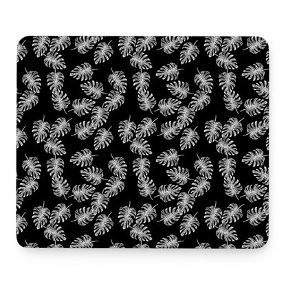 Black And White Monstera Pattern Print Mouse Pad