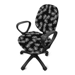 Black And White Monstera Pattern Print Office Chair Cover