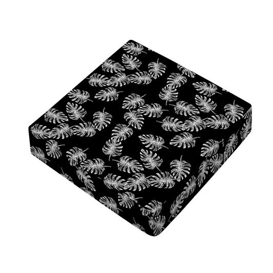 Black And White Monstera Pattern Print Outdoor Seat Cushion Cover