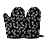 Black And White Monstera Pattern Print Oven Mitts