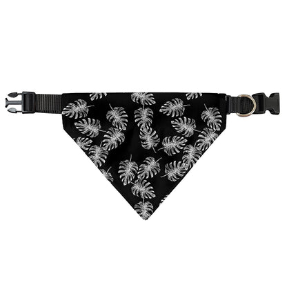 Black And White Monstera Pattern Print Over The Collar Dog Bandana