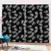 Black And White Monstera Pattern Print Pencil Pleat Curtains