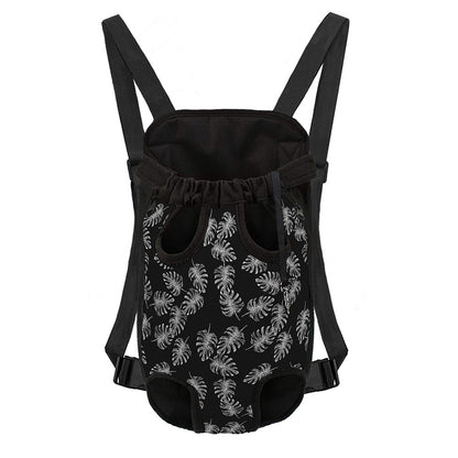 Black And White Monstera Pattern Print Pet Carrier Backpack