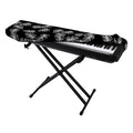 Black And White Monstera Pattern Print Piano Keyboard Cover