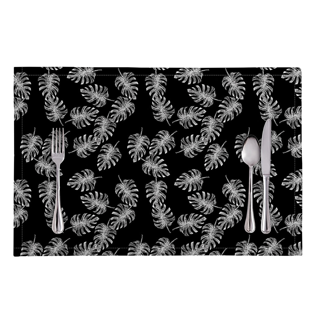 Black And White Monstera Pattern Print Placemat