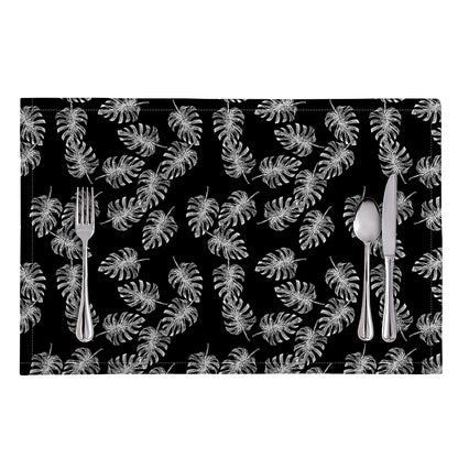 Black And White Monstera Pattern Print Placemat