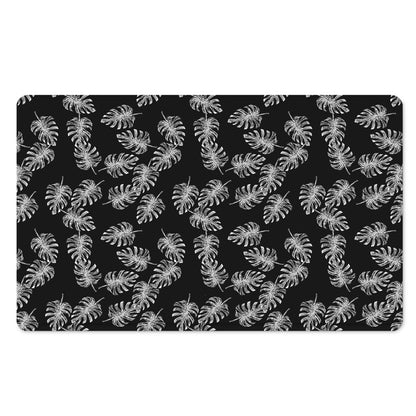 Black And White Monstera Pattern Print Polyester Doormat