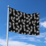 Black And White Monstera Pattern Print Polyester Flag