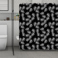 Black And White Monstera Pattern Print Polyester Shower Curtain